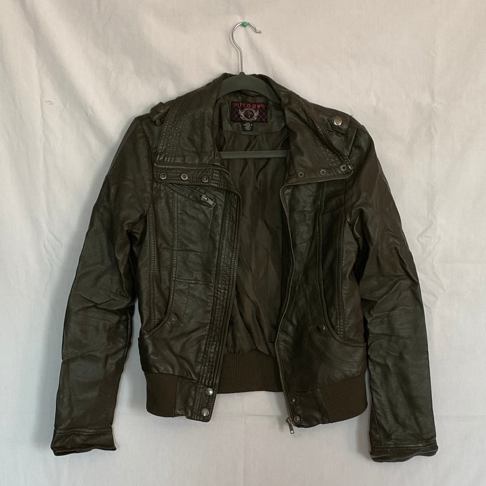 nitrogen green leather jacket